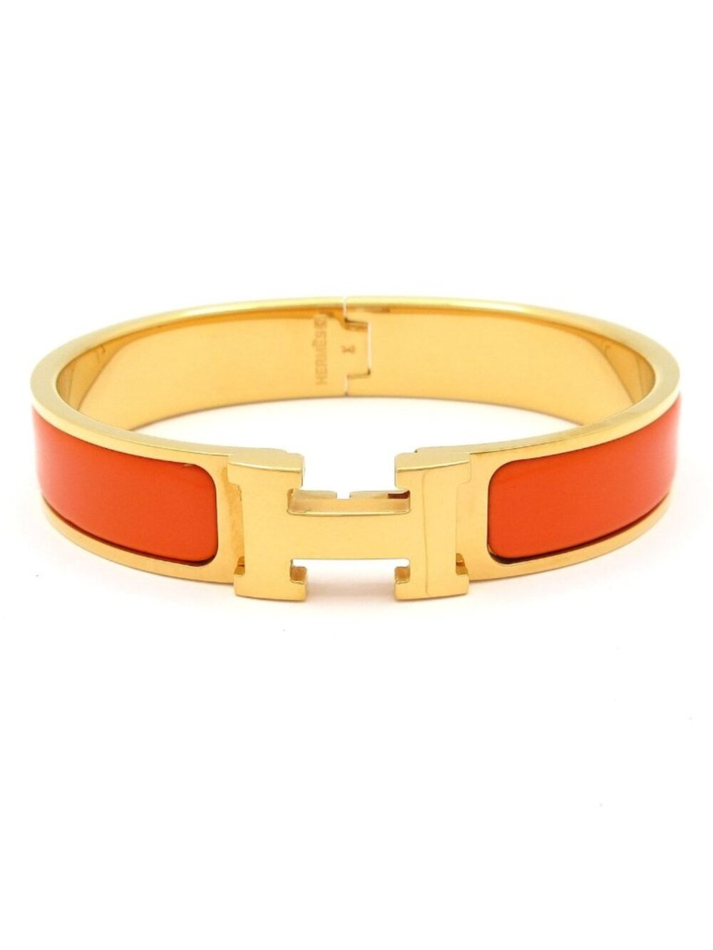 Hermes Bangle Clic H Gold Orange Bracelet